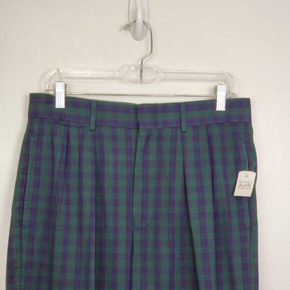 Tommy Hilfiger Vintage Preppy Plaid Pleated Front Men's Dress Pants NEW 32/35 - Picture 2 of 10